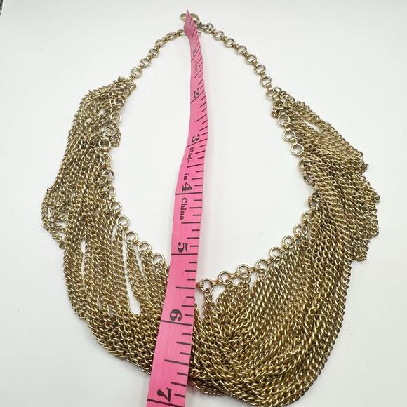 Chunky Multi Chain Gold tone Costume Jewelry retro Egyptian Choker Necklace - Picture 3 of 6